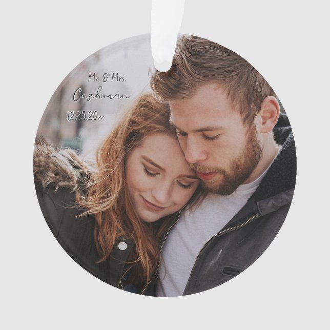 Personalisiertes Couple Weihnachts-Foto Ornament (Vorderseite)