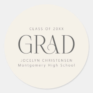 Personalisiertes Cream Gray 2026 Modern Absolvente Runder Aufkleber