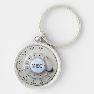 Personalisiertes Cream Rotary-Telefongespräch Schlüsselanhänger