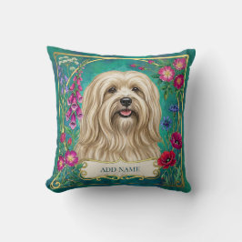 Personalisiertes cremefarbenes Lhasa-Apso-Blumenki Kissen