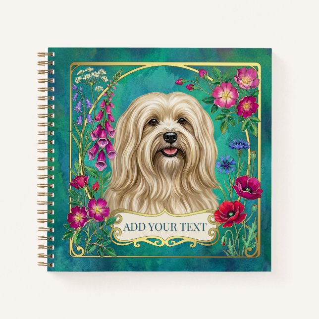 Personalisiertes cremefarbenes Lhasa-Apso-Notizbuc Notizbuch (Vorderseite)