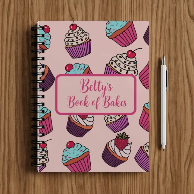 Personalisiertes Cupcake-Musterrezept  Notizbuch (Von Creator hochgeladen)