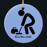 Personalisiertes Curling Keramik Ornament<br><div class="desc">Personalisiertes Ornament mit anpassbarer Hintergrundfarbe und anpassbarem Text. Um Text zu entfernen,  löschen Sie Beispieltext und verließ leer.</div>