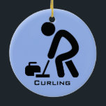 Personalisiertes Curling Keramik Ornament<br><div class="desc">Personalisiertes Ornament mit anpassbarer Hintergrundfarbe und anpassbarem Text. Um Text zu entfernen,  löschen Sie Beispieltext und verließ leer.</div>