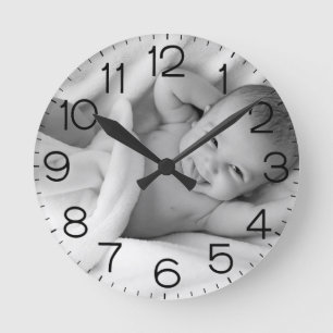 Personalisiertes Custom Baby Foto Kinderzimmer Runde Wanduhr