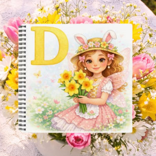 Personalisiertes D-Blumengeschenk für Mädchen Notizbuch