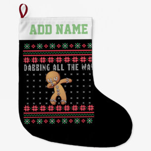 Personalisiertes Dabbing Gingerbrei Mann Ugly Swea Großer Weihnachtsstrumpf