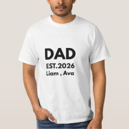 Personalisiertes Dad EST 2026 T-Shirt mit Kinder N