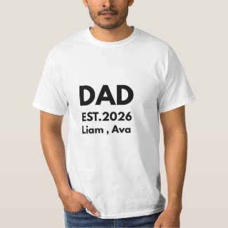 Personalisiertes Dad EST 2026 T-Shirt mit Kinder N