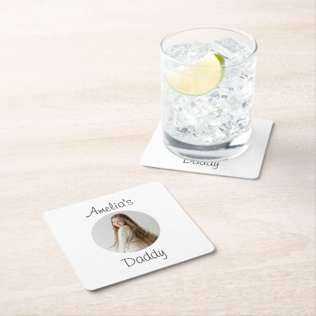 Personalisiertes Daddy-Geschenk - Gewohntes Kinder Rechteckiger Pappuntersetzer (Vor Ort)