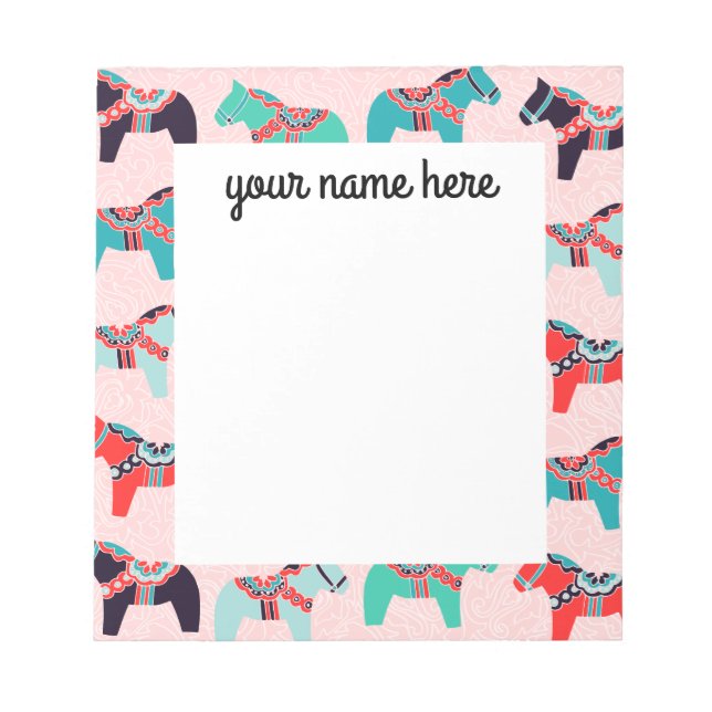 Personalisiertes Dala Horses Notepad Notizblock (Vorderseite)