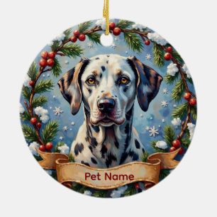 Personalisiertes Dalmatiner Weihnachten Keramik Ornament