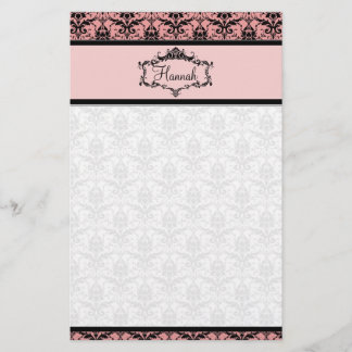 Personalisiertes Damast-Briefpapier - Rosa und Briefpapier