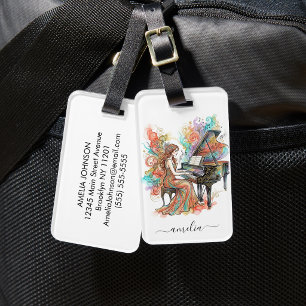 Personalisiertes Damen-Flügel-Piano Künstlerisch F Gepäckanhänger