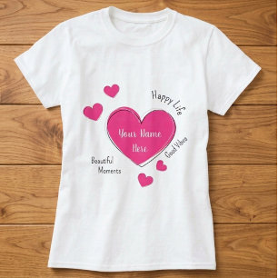 Personalisiertes Damen-T-Shirt mit rosa Herz T-Shirt