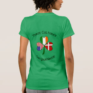 Personalisiertes Dänemark Irland USA Shamrock Dame T-Shirt