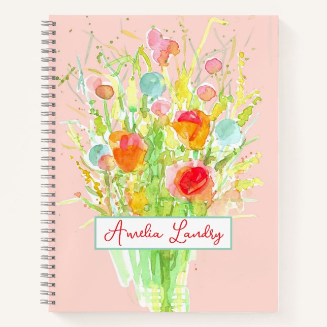 Personalisiertes Dankbarkeitstagebuch Blumenstrauß Notizbuch (Vorderseite)