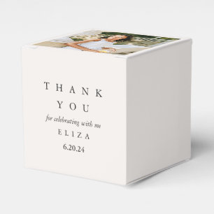 Personalisiertes Danke-Foto zur Brautparty in Taup Geschenkschachtel