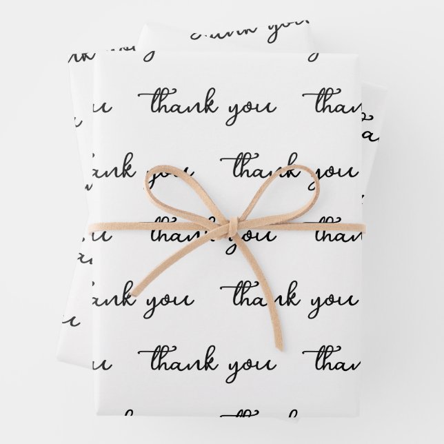 PERSONALISIERTES DANKE SCHICKES MODERNES WEISS GESCHENKPAPIER SET (Beispiel)