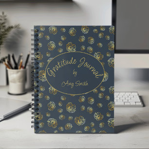 Personalisiertes Dankesblatt mit Gold-Blume Notizbuch