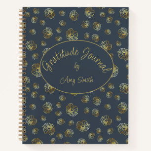 Personalisiertes Dankesblatt mit Gold-Blume Notizbuch