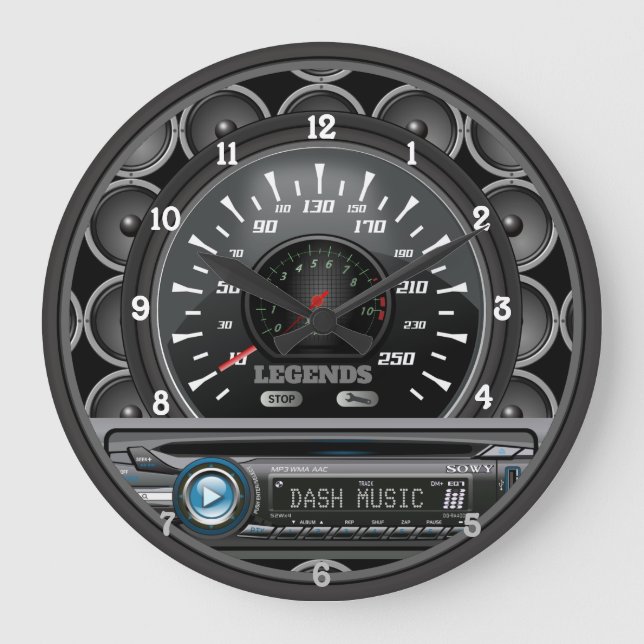Personalisiertes Dashboard Deck Speedmesser Große Wanduhr (Vorderseite)