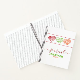 Personalisiertes Dated Journal Red Green Orange He Notizbuch