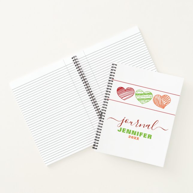 Personalisiertes Dated Journal Red Green Orange He Notizbuch (Innenseite)