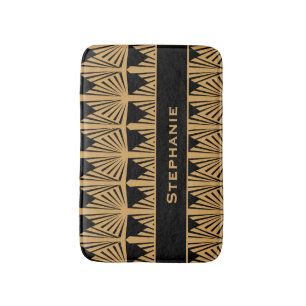 Personalisiertes Déco-Muster aus Gold und Schwarz Badematte