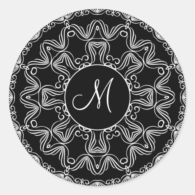 Personalisiertes Decorativmonogramm-Design Runder Aufkleber (Vorderseite)
