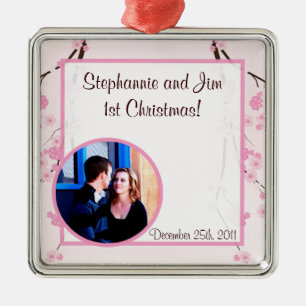 Personalisiertes Dekor Rosa Kirschblossom Silbernes Ornament
