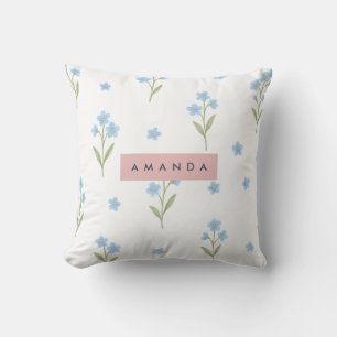 Personalisiertes Delicate Blue Wildblume Muster Kissen