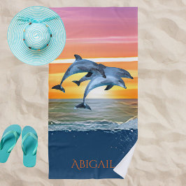 Personalisiertes Delphin Ocean Beach Geschenk für Strandtuch
