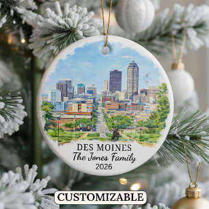 Personalisiertes Des Moines-Ornament, individuelle Keramik Ornament