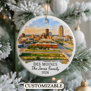 Personalisiertes Des Moines-Ornament, individuelle Keramik Ornament