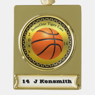 Personalisiertes Design der Basketball Champions L Banner-Ornament Gold