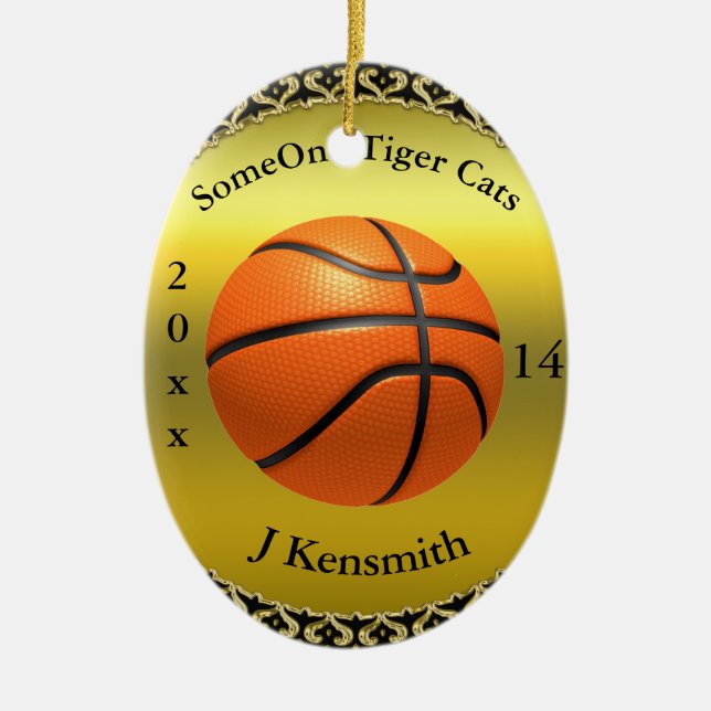 Personalisiertes Design der Basketball Champions L Keramik Ornament (Vorne)