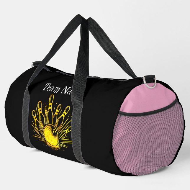 Personalisiertes Design des Golden Bowling Team Duffle Bag (Rechte Ecke)