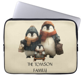 Personalisiertes Design für die Winter-Pinguinfami Laptopschutzhülle