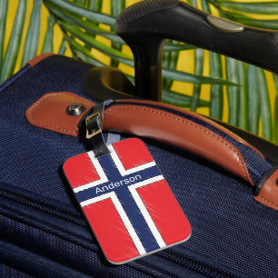 Personalisiertes Design mit norwegischer Flagge un Gepäckanhänger
