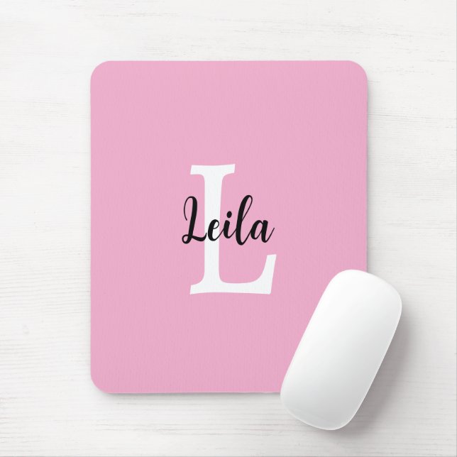 Personalisiertes Design mit rosa Monogramm-Schrift Mousepad (Mit Mouse)