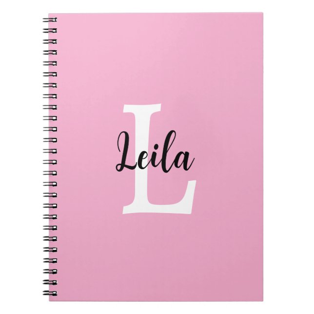 Personalisiertes Design mit rosa Monogramm-Schrift Notizblock (Vorderseite)