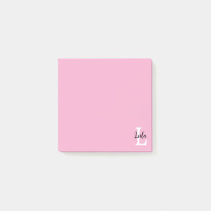Personalisiertes Design mit rosa Monogramm-Schrift Post-it Klebezettel