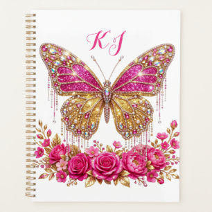 Personalisiertes Design mit rosa Schmetterlingsros Planer