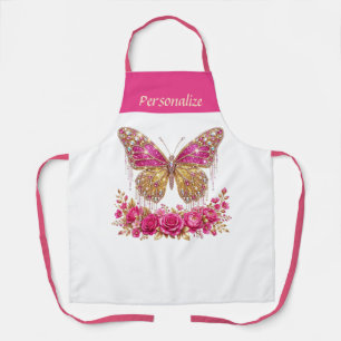 Personalisiertes Design mit rosa Schmetterlingsros Schürze