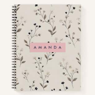 Personalisiertes Design neutraler Blume Notizbuch