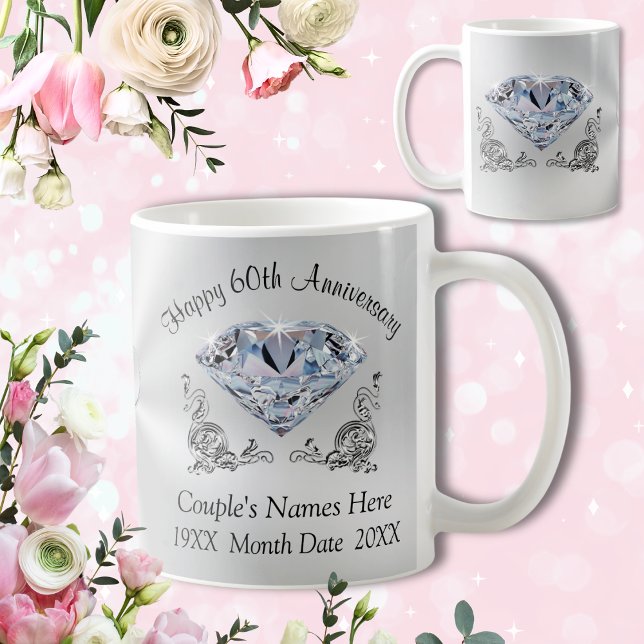 Personalisiertes DIAMOND-Frohes zum 60. Jahrestag  Kaffeetasse (Von Creator hochgeladen)