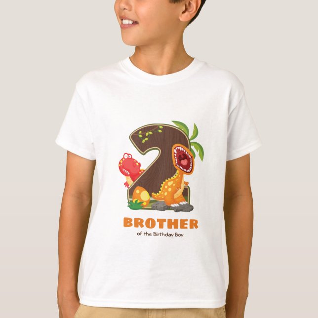 Personalisiertes Dino Birthday Tshirt für Bruder (Vorderseite)