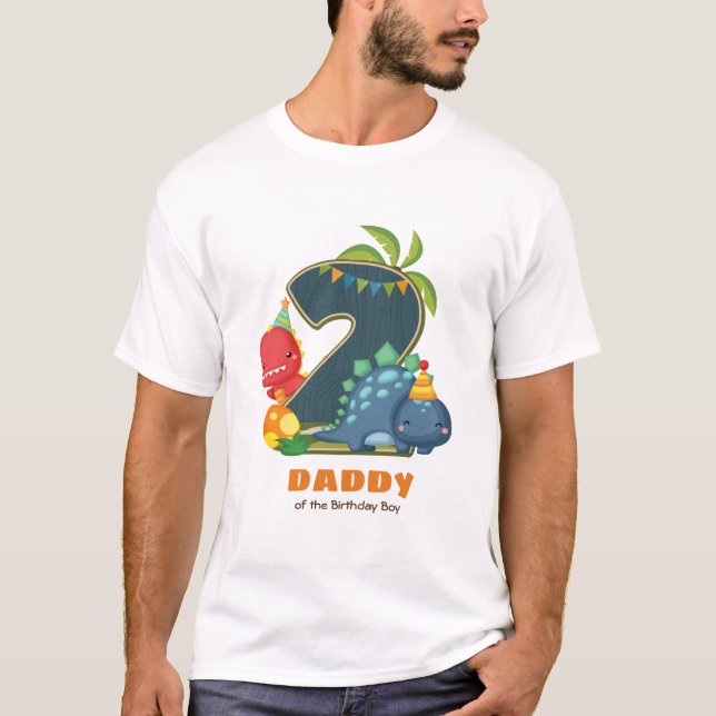 Personalisiertes Dino Birthday Tshirt für Daddy (Vorderseite)