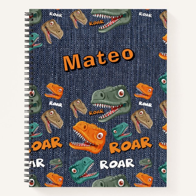 Personalisiertes Dinosaur Roar Name Notebook für J Notizbuch (Vorderseite)